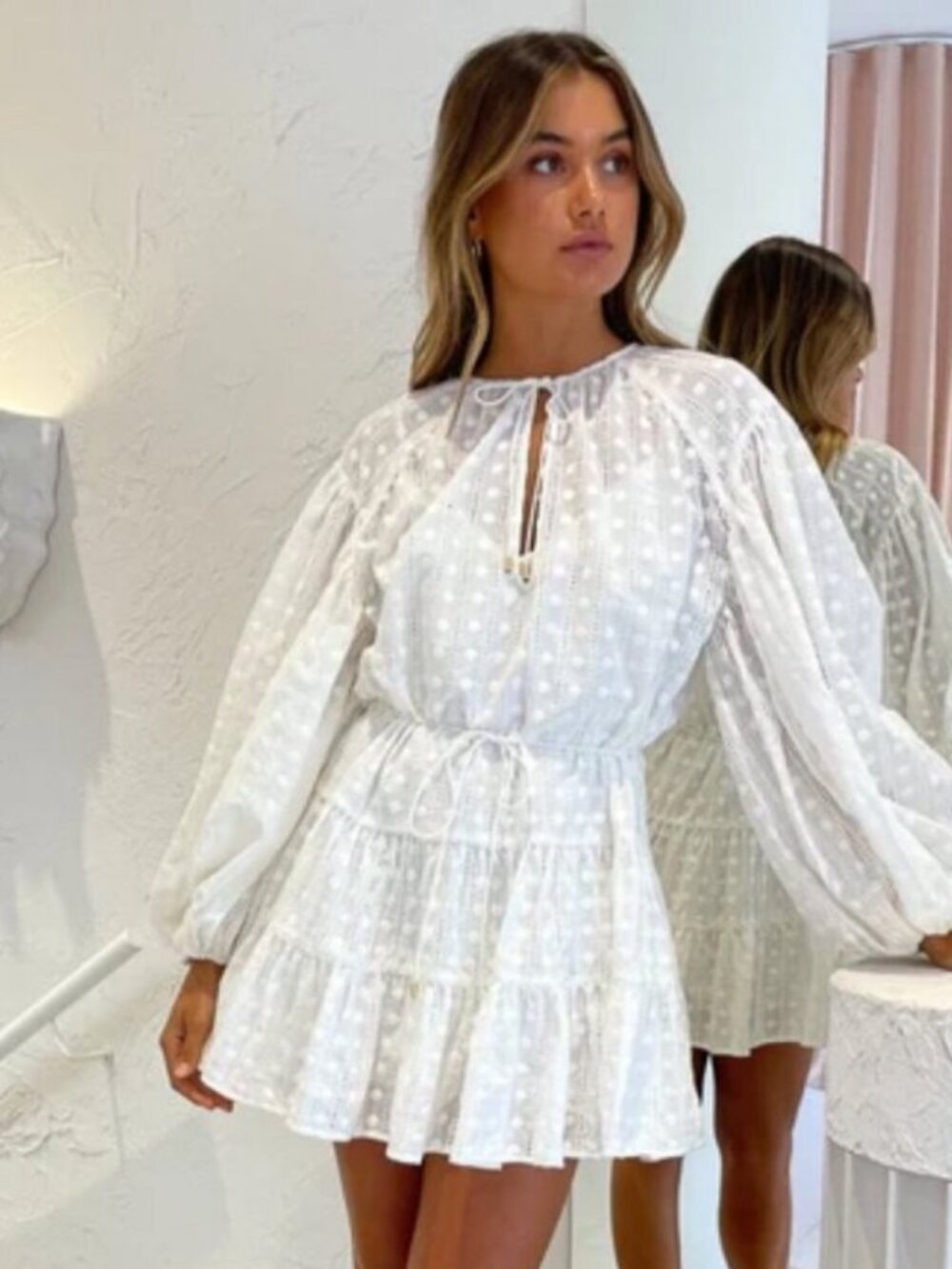 Significant Other Lucca Blouson-Sleeve Mini Dress